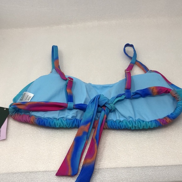 New Wild Fable Bikini Top Tunnel Front Blue Marble Tie Dye Size 1X - Picture 7 of 10